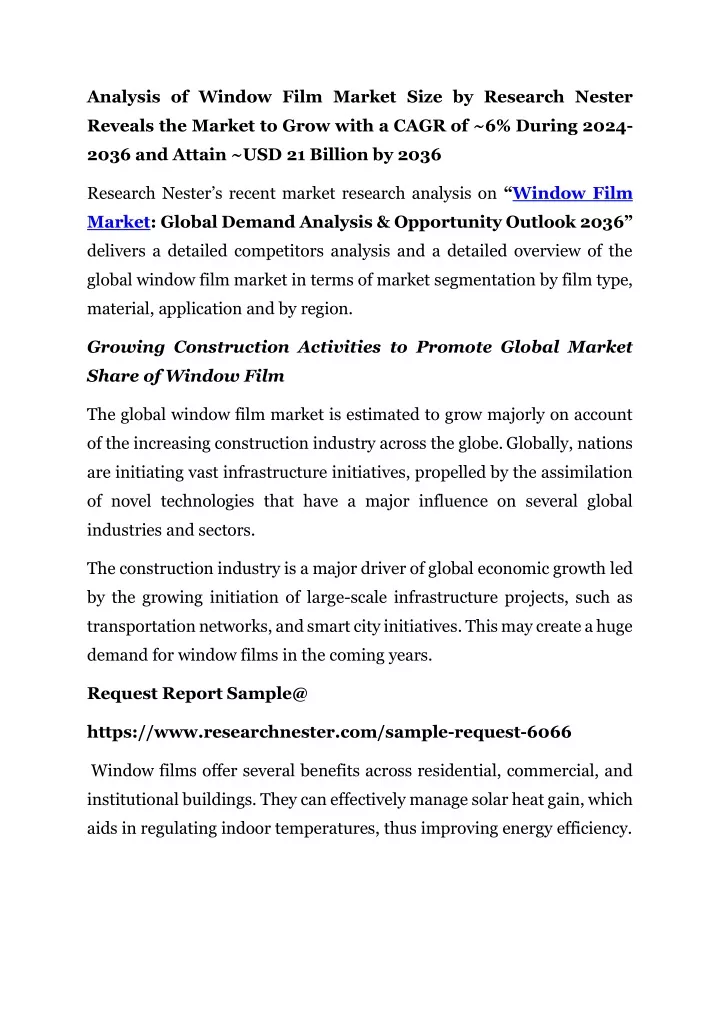 analysis of window film market size by research