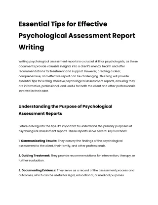 Essential Tips for Effective Psychological Assessment Report Writing