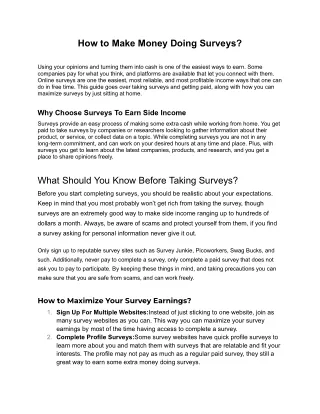 How to Make Money Doing Surveys