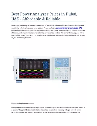 best power analyzer prices in dubai