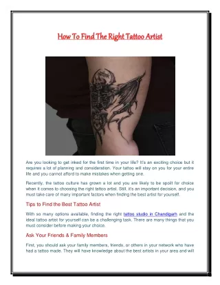 How To Find The Right Tattoo Artist