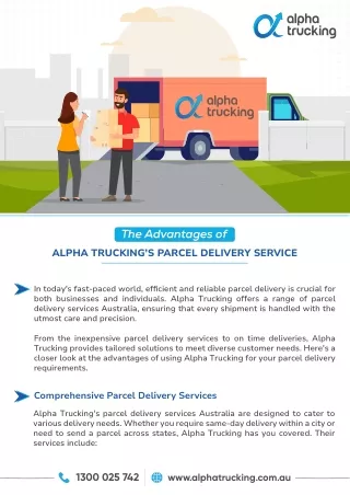 The Advantages Of Alpha Trucking’s Parcel Delivery Service