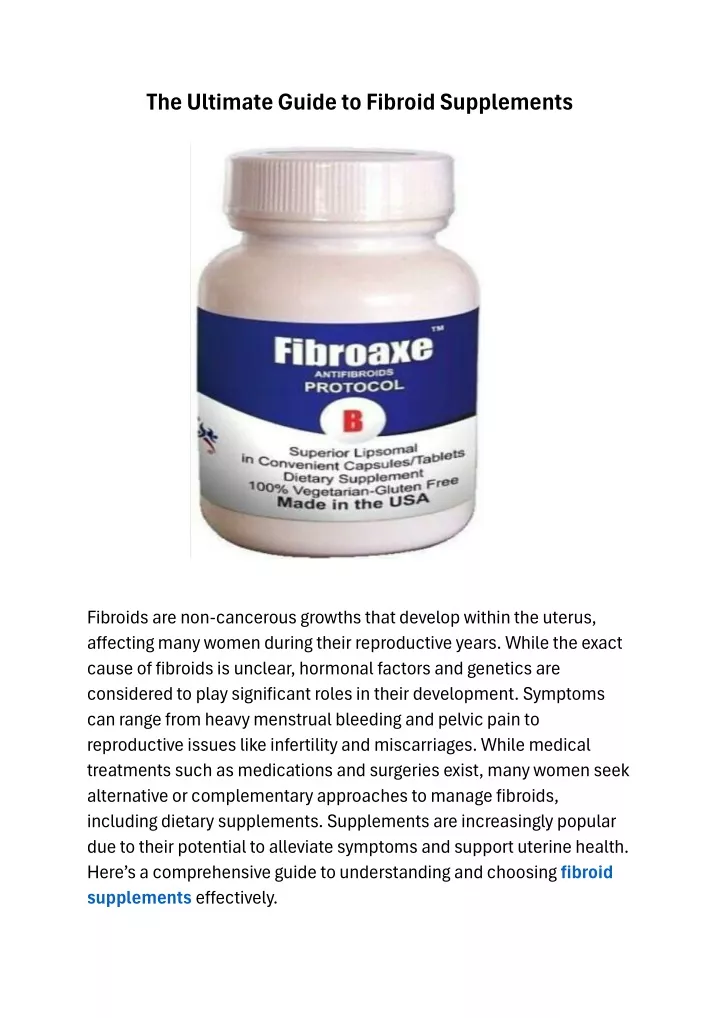 the ultimate guide to fibroid supplements