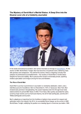 The Mystery of David Muir’s Marital Status_ A Deep Dive into the Elusive Love Life of a Celebrity Journalist