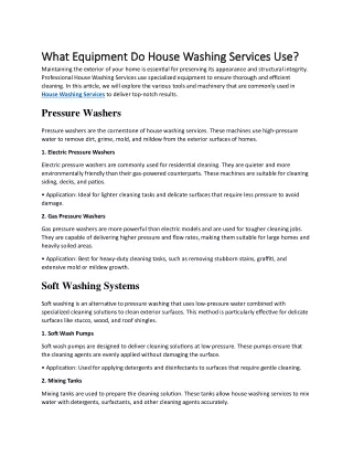 What Equipment Do House Washing Services Use?