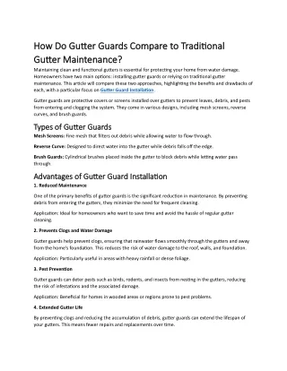 How Do Gutter Guards Compare to Traditional Gutter Maintenance?