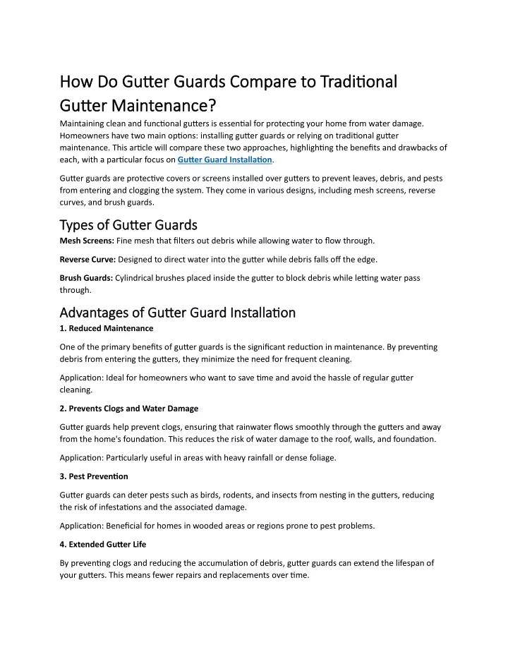 how do gutter guards compare to traditional