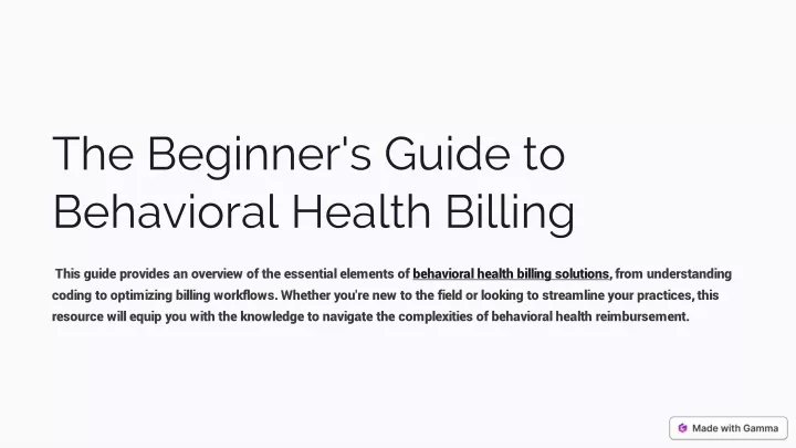 the beginner s guide to behavioral health billing