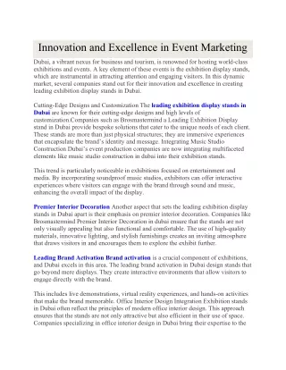 innovation and excellence in event marketing