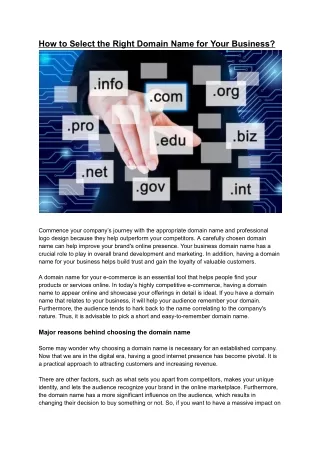 How to Select the Right Domain Name for Your Business