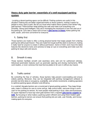 Heavy duty gate barrier: essentials of a well-equipped parking system