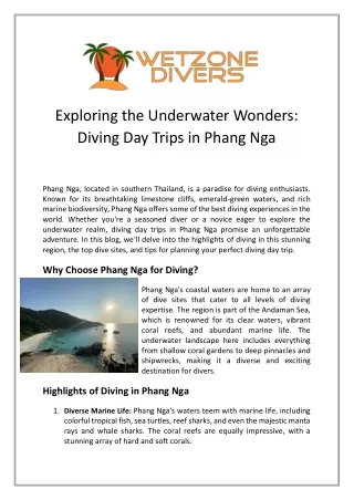 exploring the underwater wonders diving day trips