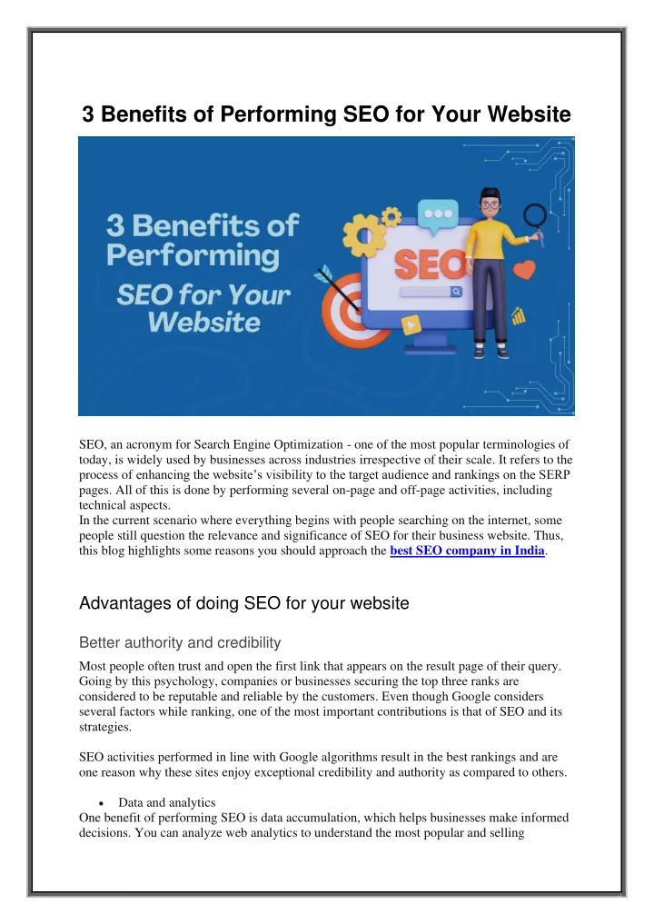 3 benefits of performing seo for your website