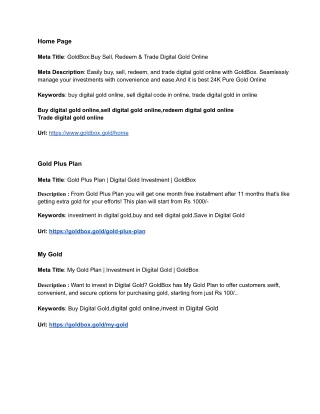 GoldBox:Buy Sell, Redeem & Trade Digital Gold Online