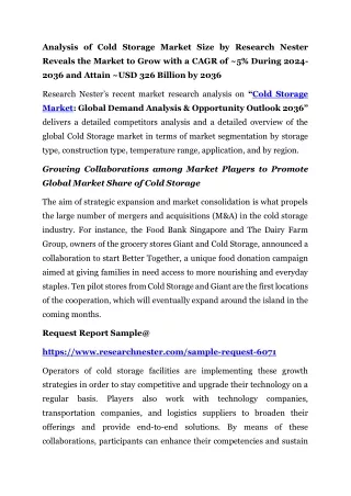 analysis of cold storage market size by research