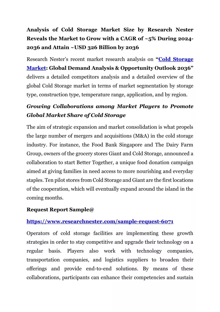 analysis of cold storage market size by research