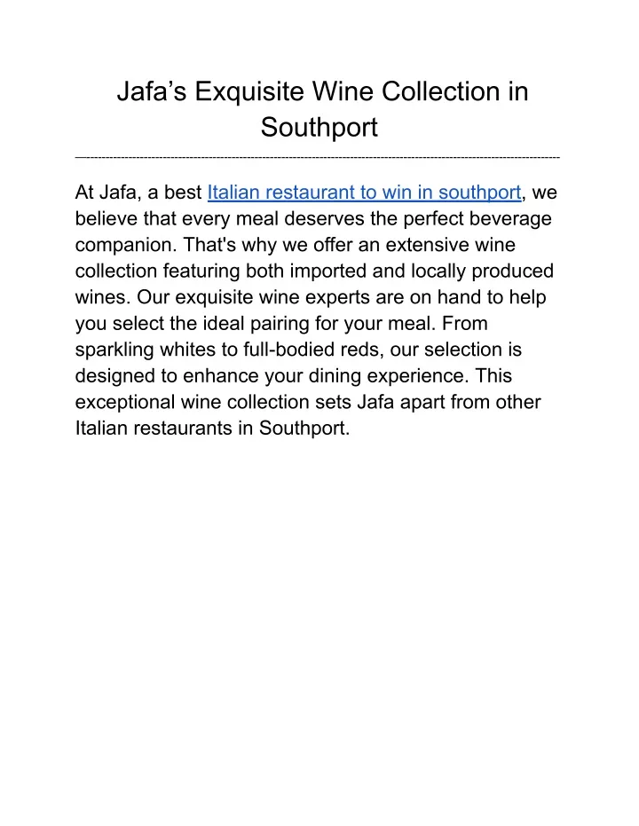 jafa s exquisite wine collection in southport