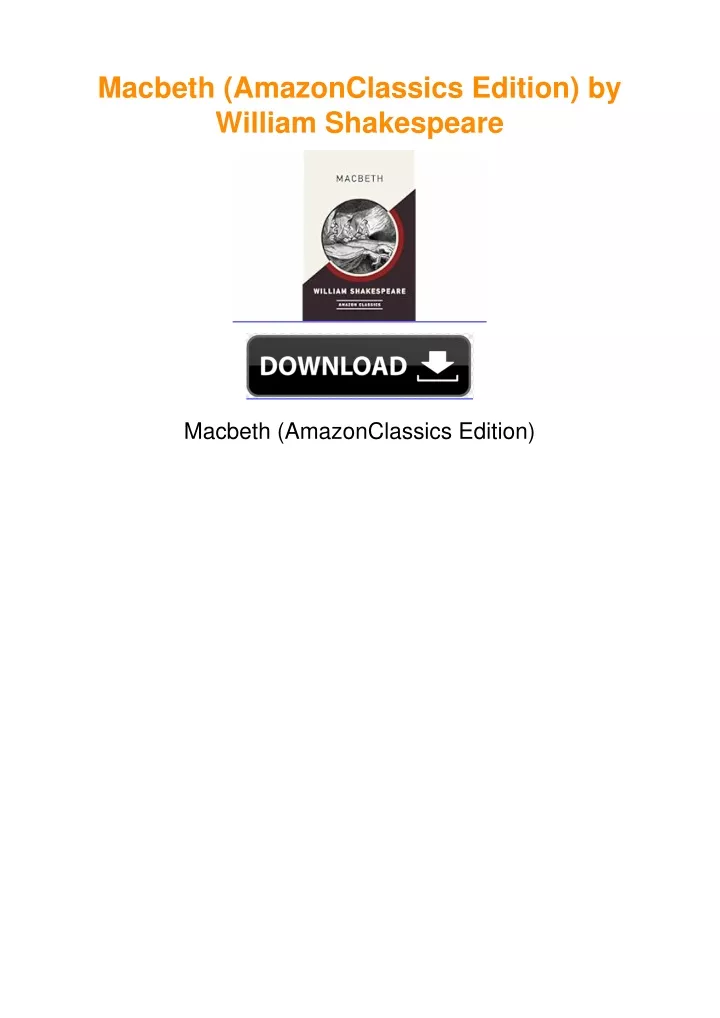 PPT - Macbeth (AmazonClassics Edition) by William Shakespeare ...