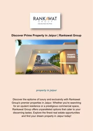 Discover Prime Property in Jaipur | Rankawat Group