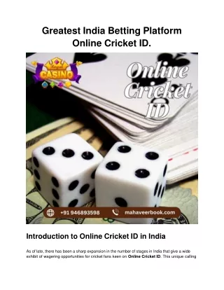 Greatest India Betting Platform Online Cricket ID