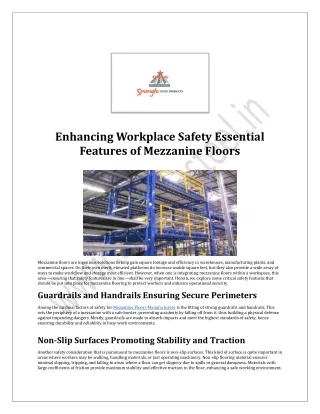 Enhancing Workplace Safety Essential Features of Mezzanine Floors