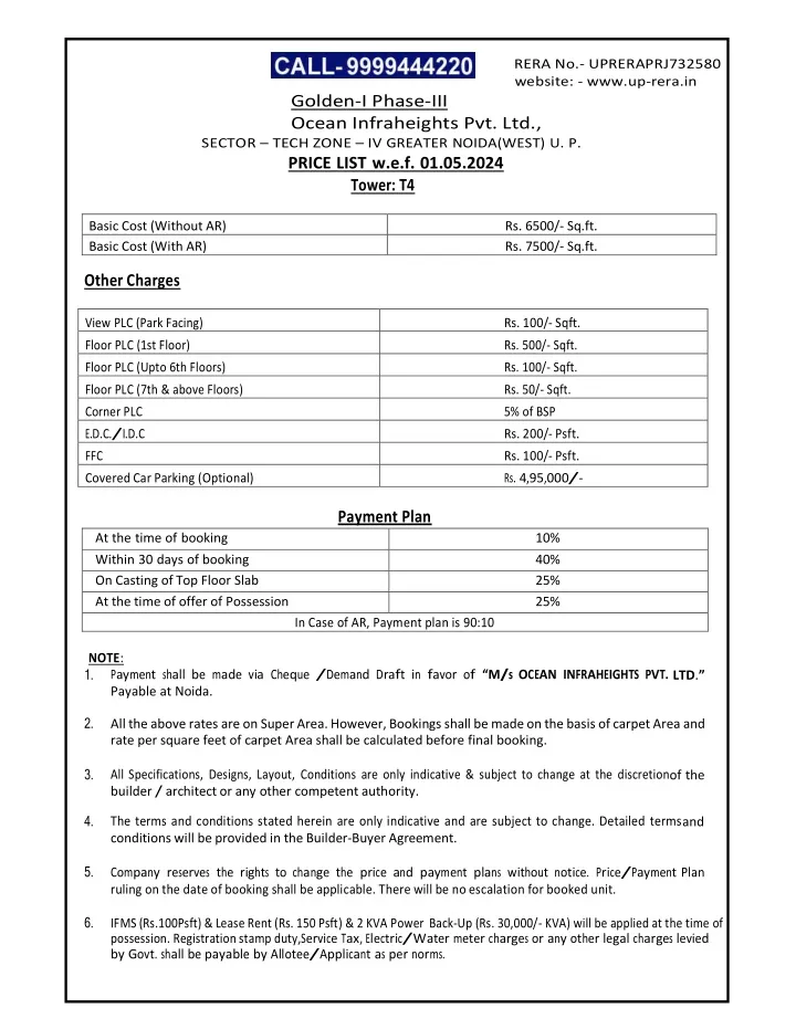 golden i phase iii ocean infraheights pvt ltd