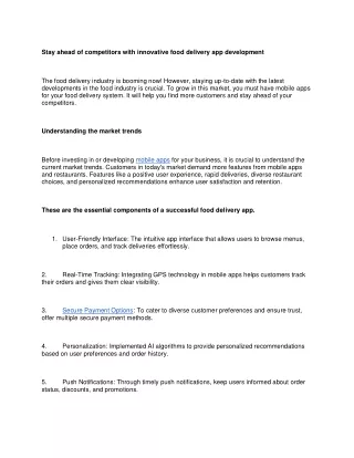 Stay ahead of competitors with innovative food delivery app development