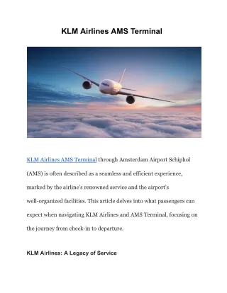KLM Airlines AMS Terminal