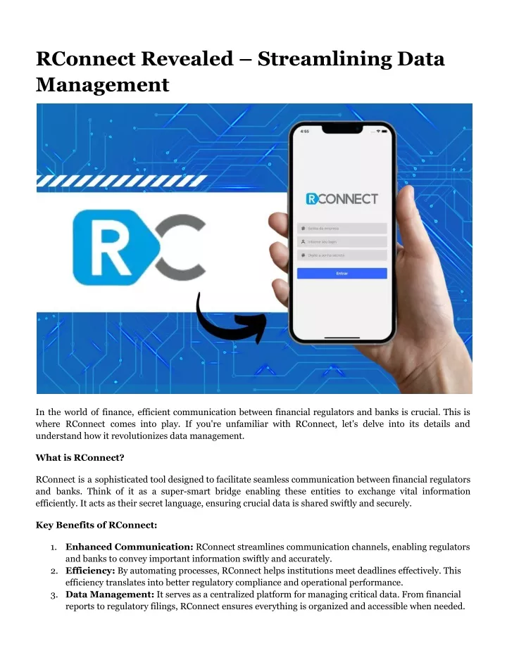 rconnect revealed streamlining data management