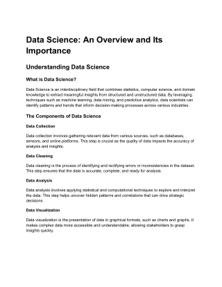 data science an overview and its importance