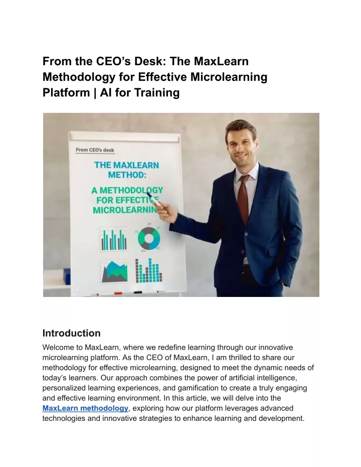 from the ceo s desk the maxlearn methodology