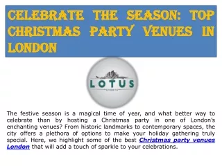 Christmas party venues London