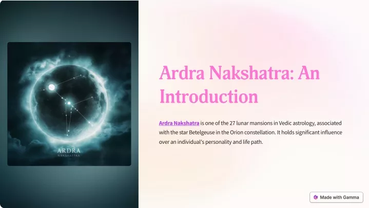 ardra nakshatra an introduction