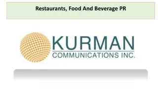 Restaurants, Food And Beverage PR
