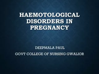 haemotological disorders in pregnancy