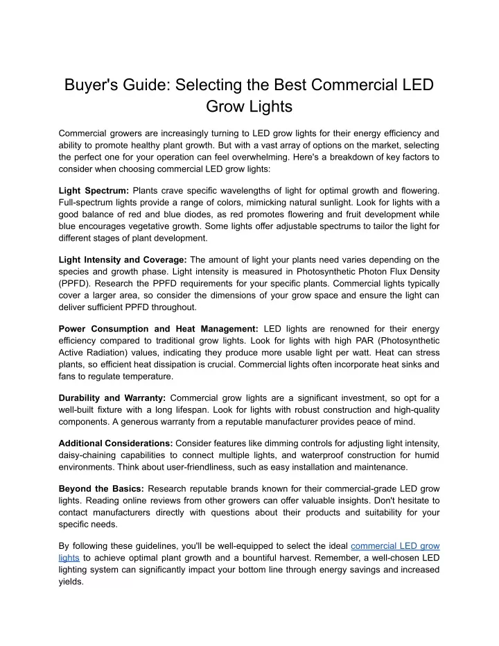 buyer s guide selecting the best commercial