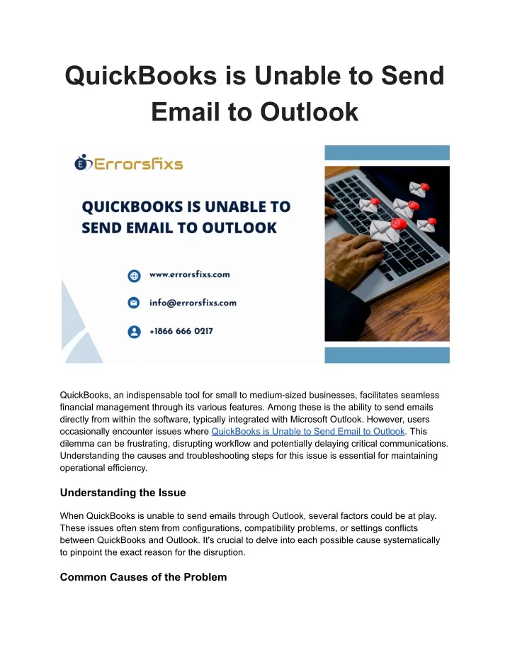 PPT - QuickBooks Is Unable To Send Email To Outlook PowerPoint ...