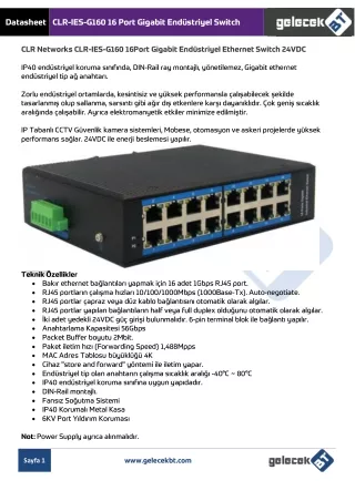 CLR-IES-G160 16 Port Gigabit Endüstriyel Switch - GelecekBT