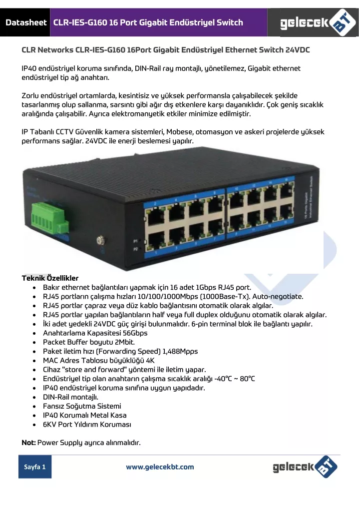 datasheet clr ies g160 16 port gigabit