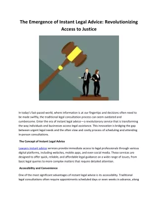 The Emergence of Instant Legal Advice: Revolutionizing Access to Justice