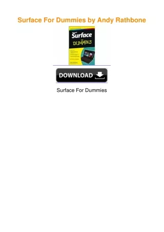 Surface For Dummies by Andy Rathbone
