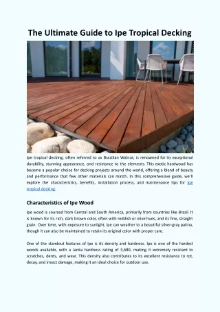 The Ultimate Guide to Ipe Tropical Decking