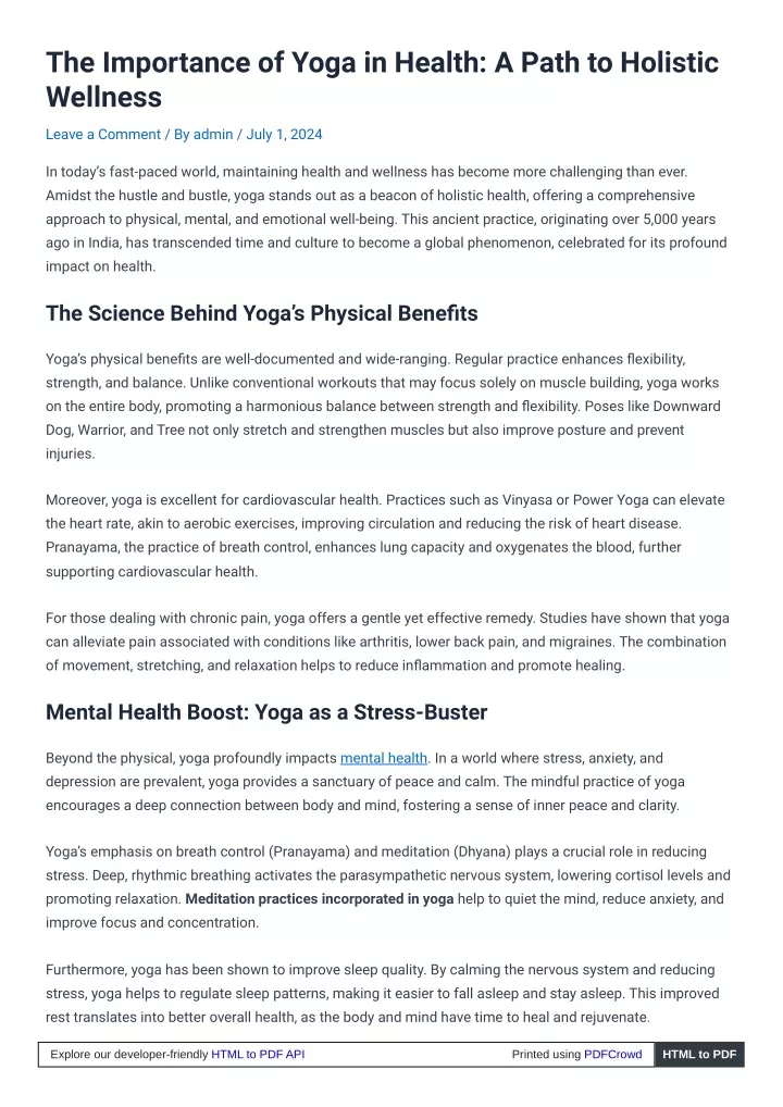 the importance of yoga in health a path