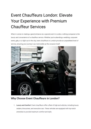 Event Chauffeurs London_ Elevate Your Experience with Premium Chauffeur Services