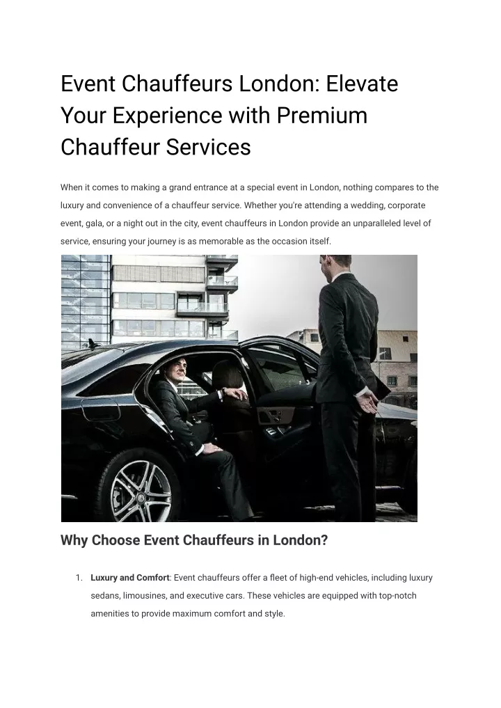 event chauffeurs london elevate your experience