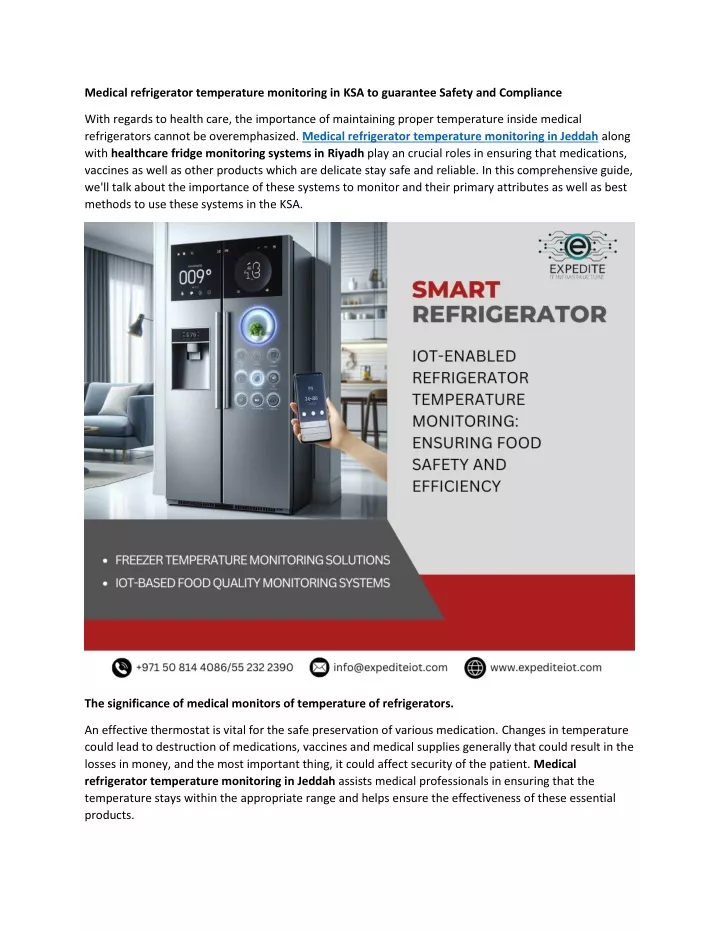 medical refrigerator temperature monitoring