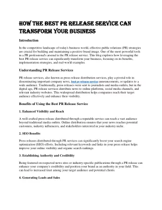 how the best pr release service can how the best