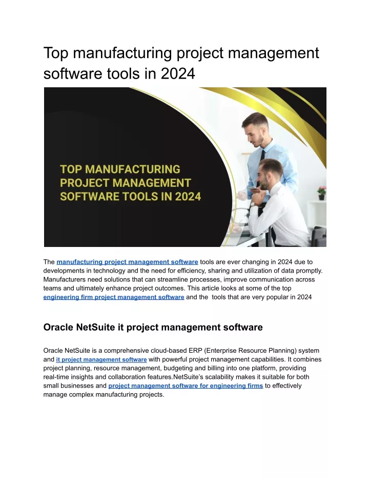 top manufacturing project management software