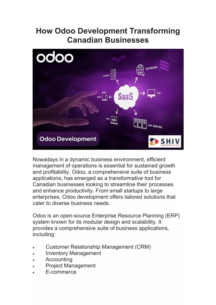 how odoo development transforming canadian