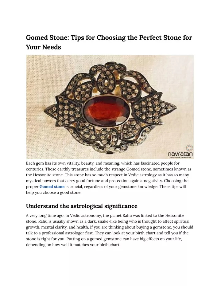 gomed stone tips for choosing the perfect stone